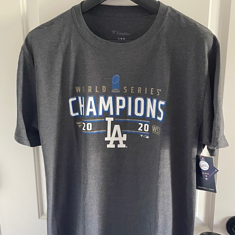 Fanatics L LA Dodgers Charcoal 2020 World Series Champs SS T-Shirt NWT